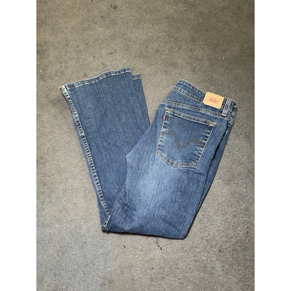 Levis 519 Low Flare Jeans Womens 11 Short Blue Wash Stretch Denim Y2K